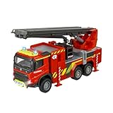 Majorette - Volvo Feuerwehr-Truck (19 cm) hochwertiges Modellauto mit ausklappbarer Leiter und Gummireifen, Spielzeug-Feuerwehrauto mit Licht & Sound für Kinder ab 3 Jahren, 213713000, Mehrfarbig