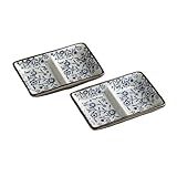 YANG11FAN Mehrzweck-Dessertteller mit zwei Fächern, Keramik, chinesische Gewürzschale, kommerzielle Grill, Dip-Sauce, leicht zu reinigen