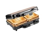 Bestron XL Sandwichmaker, Sandwich-Toaster für 2 Sandwiches in Muschelform, ideal für American Sandwich, inkl. automatischer Temperaturregelung & Bereitschaftsanzeige, Farbe: Schwarz,Kupfer
