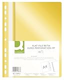 Q-CONNECT KF15667 Plastik Schnellhefter A4 Gelb/ 10 Stück/Sichthefter Plastikhefter Kunststoff/Gelochte Hefter mit Beschriftungsstreifen/mit Transparentem Deckel/mit Lochung/Eurolochung