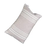 FinTec gestreiftes Saunakissen Streifen weiß I 400 x 260 mm | 70% Leinen, 30% Baumwolle & 100% Polyester-Hohlfaser I Waschbar I Atmungsaktiv I Hygienisch