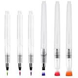 HQdeal Brush Pen Set 6er Pack Water Brush Pens Wasserstifte Pinselstifte Aquarell, Wassertankpinsel, Wasserfarben Aquarell Pinsel mit Wassertank Aquarellpinsel für Calligraphie, Beschriftung