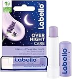 LABELLO Overnight Care Lippenpflegestift, Lippenpflege mit Sheabutter & ätherischem Lavendelöl für sanfte Lippen am Morgen, Lippenbalsam für 8h Pflege über Nacht (4,8 g)