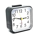 GUIGUZHJ Wecker Analog Ohne Ticken mit Licht und Schlummerfunktion und Obere Taste, Lauter Alarm, Wecker Leise, Batteriebetrieben, Kinder Wecker, Tragbarer Wecker, Schwarz