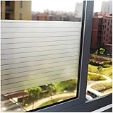 Lifetree Fensterfolie Streifen Blickdicht Sichtschutzfolie: Selbstklebend Fenster mit Statischer Haftung ohne Klebstoff Milchglasfolie Folie Anti-UV Für Zuhause Büro Statisch Folie 44.5x200cm