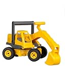 Lena 4211 EcoActives Bagger, Baustellenfahrzeug ca. 35 cm, robuster Schaufelbagger, natürlicher Holzgeruch durch ökologischen Holzanteil, Sandbagger für Kinder ab 2 Jahre, Spielfahrzeug in gelb