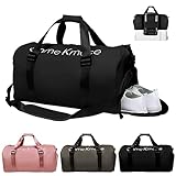 KYYLZ Sporttaschen für Damen und Herren,Reisetasche und Handtaschen,Sporttasche mit Schuhfach und Nassfach,Schwimmtasche Weekender Trainingstasche Tasche für Gym Fitness Urlaub Übernachtung Schwarz