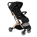 MoMi ESTELLE Kinderwagen ab 6. Monat (bis 15 kg), klappbarer Buggy mit 5-Punkt-Sicherheitsgurt, Einkaufskorb und Liegefunktion, Teleskop-Stange zum Ziehen, steht nach dem Zusammenklappen
