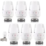 6 Stück Thermostatkopf Heizkörperventil, Thermostatkopf Kühlerthermostat, Smart Kühlerventil Ersatzkopf, Kühlerthermostat Kühlerventil, Kühlerventil Ersatzkopf Für Toilette Küchenspüle Badezimmer Weiß