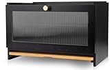 AH® Bambus Brotkasten holz mit Schneidebrett, Holz Brotkästen mit Belüftung- Elegant brotbox küche zur Brotaufbewahrung, bread box | 40x 26 x 23 cm, brotbehälter aus Holz(Shwarz)