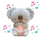 Angst Relief Koala beruhigende Atmung Otter, Angst Relief Koala Bär Plüsch mit Musik Lichter & Rhythmische Atmung Bewegung, für Schlaf-Begleiter 5 Stufen der Lautstärke einstellbar(FARBE:grau)