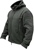 TACVASEN Herren Fleecejacke Military Outdoor Winddichte Jacke mit Kapuze- Gr. L, Grau