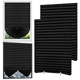 WEXFFU 4 Stück Temporäre Jalousien, Plissee Klemmfix ohne Bohren, Verdunkelungsrollo ohne Bohren, Rollos zum Aufkleben, Fenster ohne Bohren für Schlafzimmer, Badezimmer, Fenster(Schwarz, 90 x 180 cm)