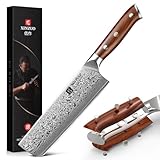 XINZUO 18.5cm Damaskus Nakirimesser, scharf Küchenmesser 67 Schichten Damaststahl profi Kochmesser Chefmesser,Geeignet für Fleisch, Gemüse, Obst-mit ergonomischer Rosenholz Griff -Yu Series