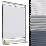 WOLTU Wabenplissee ohne Bohren verdunkelung Thermo Doppelplissee Klemmfix Zweifarbig 50x130cm Weiß-Weiß, Plissee Faltrollo Sonnen-, Sicht- & Schallschutz, Jalousie Plisseerollo für Fenster & Tür