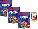 Extra Granola Müsli Milchschokolade knusprige Haferflocken 3x375g Familienpackung ohne Palmöl reich an Ballaststoffen Frühstück + Italian Gourmet polpa
