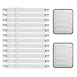 wirsindeins 12 Stück Bettlakenspanner Verstellbar mit Metallclips – Für Matratzen, Bügelbrettbezug & Sofa (Elastische Spannhalter, Robust & Langlebig)