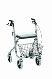 Drive Medical WA015 Migo Rollator aus Stahl, 4 Räder, mit Ablage, silberfarben