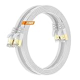 Surplay Cat7 Ethernet-Kabel, 6 m, Weiß, 10 Gbit/s, Netzwerkkabel, geschirmtes und Erdungskabel, ultradünn, vergoldet, RJ45, Cat 7 LAN-Leitung mit Kabelbinder für Router, NAS, Cat6A, 2 Stück