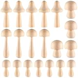 LUMINFLY 20 Stück natürliche Holzpilze Ornamente für Heimwerker, unlackierte Holzpilze, ideal für Bastelprojekte, Heim- und Party-Dekoration, Feengarten und Wald-Themenzimmer