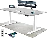 JUMMICO Höhenverstellbarer Schreibtisch mit Kabelloser Ladestation und Euro-Steckdose mit USB, Schreibtisch Höhenverstellbar Elektrisch Stehtisch, Standing Desk (Light Grau 160x80cm)