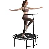 SPORTNOW Fitness Trampolin klappbar Ø102 cm Mini Trampoline mit Höhenverstellbarem Haltegriff leise Gummiseilfederung Trampolin 100kg Belastbar für Erwachsene Trampoline für Indoor Outdoor Jumping