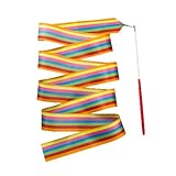 Oxxggkao Tanzbänder Luftschlangen Bunte Gymnastiktanz Tanzstange Für Luftschlangen Rhythmisch Mit Wirbelnder Stange Bunte Gymnastikbänder