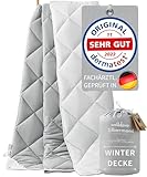 Welldora OPTICLIMA Allergiker Bettdecke 135x200 Winter | Fachärztlich geprüft | Made in Green Oeko-Tex zert. in Deutschland | Ultra warme Winterdecke | Wendedecke Silbergrau-Weiß | Premium Steppdecke