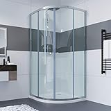 IMPTS Duschkabine Viertelkreis 90 x 90 cm Runddusche Duschabtrennung Duschkabine Rund Dusche Schiebetür Viertelkreisdusche, Höhe 185cm