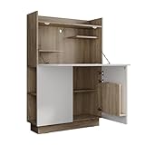 Vicco Sekretär Schreibtisch Alena, Arbeitstisch mit Schrank, Sonoma/Weiß, 85 x 27 cm
