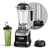 AMZCHEF Mixer Smoothie Maker - 2000W Blender - Mixer Hochleistungsmixer mit LED Zeitanzeige - 6 Pro-Scharfe 3D Klingen - 22000 U/Min Standmixer - 1,85 Liter Flasche und 600ml Tragbare Flasche