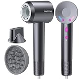 DMTIVMG Ionen Föhn Haartrockner Hohe Geschwindigkeit mit 160.000 U/min Bürstenlosem Motor 500 Millionen Negative Ionen 12 Modi 4 Temperatureinstellungen 3 Geschwindigkeiten Magnetdüse Geräuscharm