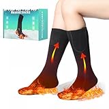 Beheizbare Socken,5V/5000mAh Beheizte Socken Herren Damen Fußwärmer Heizsocken mit 4 Einstellbarer Temperatur,Fusswärmer Elektrisch Warme Socken für Winter Outdoor Camping Angeln Wandern (L1)