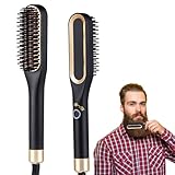 Vmxlso Bartglätter Kamm für Männer, 2 in 1 Bartglätter für Männer und Glättbürste, Elektrischer Haarglätter Bürste mit 3 Einstellbare Temperaturen, 160-220°C, Bart Glätteisen für Bart und Haarstyling