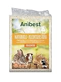 Anibest Kleintierstreu, 100 % natürliche Einstreu für Kaninchen, Hamster, Meerschweinchen & Co, saugfähige Weichholzspäne, staubfrei & geruchsbindend, 3,2 kg/ 60 l