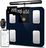 GE Körperfettwaage Smart Waage Personen: Digitale Waage mit Körperfett und Muskelmasse 8-Elektroden Körperfettwaage mit Handsensoren BMI Körpergewicht Muskelmasse Analysegerät,180 kg/400 lbs