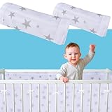 Forhome 2 Stück Bettumrandung Babybett,Bettumrandung Nestchen,Baby Nestchen Bettumrandung,Babybett Atmungsaktiver Kollisionsschutz,Babybett Umrandungen,für Neugeborene,Jungen und Mädchen