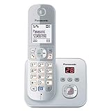 Panasonic KX-TG6821GS DECT Schnurlostelefon mit Anrufbeantworter (strahlungsarm, Eco-Modus, GAP Telefon, Festnetz, Anrufsperre) perl-silber