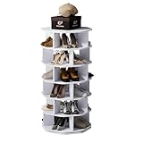 uyoyous 6 Etagen Drehbares Schuhschrank, 360 ° Drehbarer Schuhregal mit 6 Ebenen, Lazy Susan-Organizer Shoe Rack, Moderne achteckige Design-Schuhvitrine für Wohnzimmer, Schlafzimmer und Eingang, Weiß