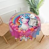 WZYCWB Universal-Tischdecke, rund, Regenbogen-Einhorn, dekorativ, lang, Party, Hochzeit, Abendessen, runde Tischdecke, 152,4 cm Durchmesser