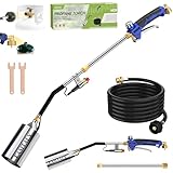 Unkrautbrenner Propangasbrenner-Set, 80.000BTU Lötlampe, Gasdampf, selbstzündend, ergonomischer Anti-Rutsch-Griff, mit Auslösestart und Flammenregelventil