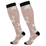 Sneaker Socken Lama-Alpaka-Blumen Auf Rosa Kompressionssocken Unisex Sportsocken Atmungsaktiv Classic Socken Für Trekking Outdoor Laufen 50cm