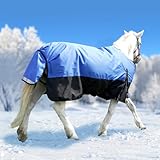 Meulbaty 125 cm Pferdedecke, 1200D wasserdichte Poly-Pferdedecke, strapazierfähige, reißfeste, Dicke Regendecke mit Snuggit 220 g Füllung, atmungsaktive, warme Weidedecken für Pferde
