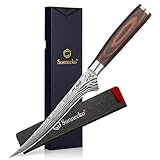 Sunnecko 15cm Filetiermesser Küchenmesser, Fischmesser Profi Messer - Fleischmesser mit scharfe Klinge, Ausbeinmesser Edelstahl mit Pakkaholz Griff in Geschenkbox für Weihnachten Geschenke
