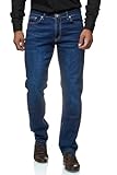 JEEL Herren-Jeans - Regular-Fit Straight-Cut - Stretch - Jeans-Hose Basic Washed 01-Navy 36W / 32L