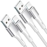 RAVIAD iPhone Ladekabel, Lightning Kabel [2Stück 1M] MFi Zertifiziert Ladekabel iPhone Schnellladekabel Nylon iPhone Kabel für iPhone 14 13 12 11 Pro Max Mini XR XS X 8 7 6 Plus - Silber