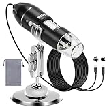 WADEO Digital Mikroskop, USB Mikroskop 1440P HD mit 50X-1600X Vergrößerung, Tragbare Inspektionskamera WiFi-frei, Kabeliges Handmikroskop mit 8 LED und Ständer, iOS, Android und Tablets kompatibel