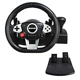 VooFun Racing Wheel, Gaming Lenkrad Kompatibel für PC/ PS4/ Switch/ PS3/ Xbox One/Xbox 360, PC Lenkrad mit Pedalen, 270 Grad, Programmierbare Tasten, Vibrationen Feedback, Schwarz