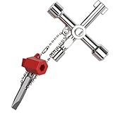 Chanumetal 1 Stück Vierkantschlüssel Schaltschrankschlüssel, Silber Heizungsentlüftungsschlüssel, Zinklegierung Ventilschlüssel 4 Kant Schlüssel für Wasserhahn Wasserzähler Stromzähler (A)