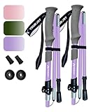 Yourjoy Wanderstöcke, Macaron-Farben, 2 Stück, stoßfest, verstellbar, zusammenklappbar, für Trekking oder Spazierengehen, leichte Aluminiumstöcke für Erwachsene, Violett